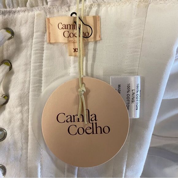 Camila Coelho Lace-Up Detail Ulli Top White camisole bustier Revolve NWT XS - Picture 4 of 6